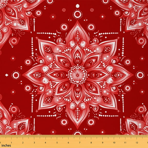 Castle Fairy Hippie Mandala Fabric by the Yard 1 Yard,Exotic Style Home Decor Fabric by the Yard,Bohemian Flower Room Decor Fabric by the Yard,Ultra Soft Abstract Home Decor