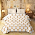 thumbnail image 1 of Castle Fairy Hippie Oval Grid Twin Quilt Set 2 Pieces,Tribal Rounded Twin Coverlet Set,Mustard White,1 Bedspread and 1 Pillowcase, 1 of 7