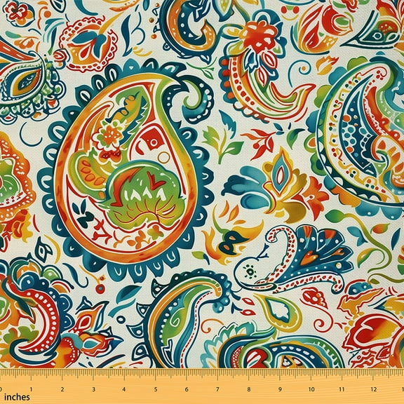 Castle Fairy Hippie Paisley Fabric by the Yard 1 Yard,Exotic Style Home Decor Fabric by the Yard,Bohemian Mandala Room Decor Fabric by the Yard,Super Cozy Tribal Room Decor