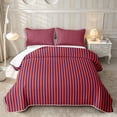 thumbnail image 1 of Castle Fairy Hippie Vertical Band Bed Spread Queen 3pcs,Tribal Linear Stripe Queen Coverlet Set,Orange Navy Blue,1 Quilt and 2 Pillowcases, 1 of 7