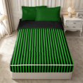 thumbnail image 1 of Castle Fairy Hippie Vertical Line Zipper Twin Comforter Sets with Fitted Sheet and 2 Pillowcases,Tribal Linear Pattern Zipper Bedding Set,Bright Green Black,Reversible, 1 of 7