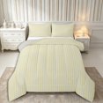 thumbnail image 1 of Castle Fairy Hippie Vertical Stripe Queen Comforter Set 3 Pieces,Tribal Linear Pattern Comforter Sets Queen,Pale Yellow Light Gray,Reversible,1 Comforter and 2 Pillowcases, 1 of 6