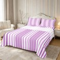 thumbnail image 1 of Castle Fairy Hippie Vertical Stripe Queen Sheets 4 Pieces,Bohemian Thin Line Queen Sheet Sets,Violet Lavender White,1 Flat Sheet, 1 Fitted Sheet and 2 Pillowcases, 1 of 7