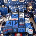thumbnail image 1 of Castle Fairy Hockey Print Twin Bedding 7-Piece, Sport Minimalism Checkered Bedding Comforter Set, Blue Black,Black Reversible, 1 of 7