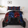 thumbnail image 1 of Castle Fairy Honeycomb Gamepads Twin Comforter Sets,Abstract Futuristic Plaid Bedding Set, 1 of 8