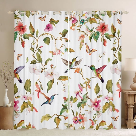 Castle Fairy Hummingbird Black Out Curtains,Flowers Curtains Pack of 2 (42x63 Each)