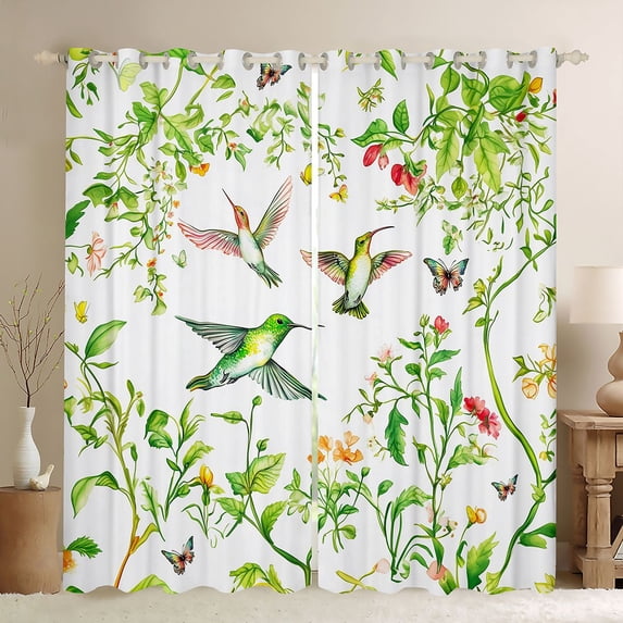 Castle Fairy Hummingbird Blackout Curtains Set of 2 (52x84 Each),Floral Window Curtains