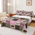 thumbnail image 1 of Castle Fairy Hunting Deer Bear 3pcs Twin Sheet Sets,Rustic Plaid Twin Fitted Sheet,Brown Pink Breathable Flat Sheet,Microfiber Animal Bedroom Decor, 1 of 7