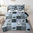 thumbnail image 1 of Castle Fairy Hunting Deer Bear 7-Piece Twin Bedding Sets,Rustic Plaid Bedding Comforter Set,Woodland Wildlife Breathable Sheet Sets,Microfiber Geometric Bedroom Decor, 1 of 8
