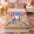 thumbnail image 1 of Castle Fairy Ice Cream Baseball Zipper Twin Comforter Sets with Fitted Sheet and 2 Pillowcases, Ball Gamer Zipper Bedding Set, Pink Blue Yellow,4-Piece,Pink Reversible, 1 of 6