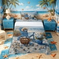 thumbnail image 1 of Castle Fairy Impasto Coastal Beach Chair Painting Twin Sheets 3pcs,Wildflower Seashell Dune Shore Print Bedding,Sand Blue,1 Fitted Sheet,1 Flat Sheet and 1 Pillowcase, 1 of 6