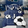 thumbnail image 1 of Castle Fairy Initial Alphabet J Boy Bedding Comforter Set 7 Pieces,Soccer Gamer Full Bedding Set Lightweight,Sport Theme Fitted Sheet Flat Sheet,Breathable Home Decor,Reversible, 1 of 8