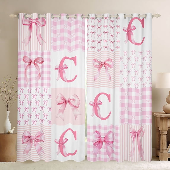 Castle Fairy Initial C Curtains Pack of 2 (42x84 Each),Bow Curtains Blackout