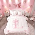thumbnail image 1 of Castle Fairy Initial L 7pcs Bedding Comforter Set,Kawaii Bow Queen Bedding Sets Super Cozy,Dreamy Princess Queen Sheet Sets,Luxury Girls Bedroom Decor,Reversible, 1 of 9