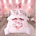 thumbnail image 1 of Castle Fairy Initial Monogrammed 7-Piece Twin Bedding Sets,Pink Bow Bedding Comforter Set,Floral Flower Breathable Sheet Sets,Super Cozy Alphabet Bedroom Decorative, 1 of 8