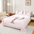 thumbnail image 1 of Castle Fairy Initial P 4-Piece Full Size Sheets,Dreamy Princess Bed Sheets,Leopard Print Lightweight Sheet Sets,Breathable Flower Home Decor, 1 of 7