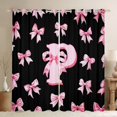 thumbnail image 1 of Castle Fairy Initial P Black Out Curtains,Personalized Initial Curtains Pack of 2 (42x63 Each),Ribbon Bow Bedroom Curtains,Ultra Soft Alphabet Home Decor, 1 of 6