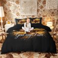 thumbnail image 1 of Castle Fairy Inspirational Black Woman Duvet Cover Queen,Gold Butterfly Print Queen Bedding,White Gold,Black Reversible,1 Duvet Cover and 2 Pillowcases, 1 of 6