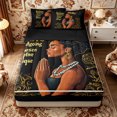 thumbnail image 1 of Castle Fairy Inspirational Black Woman Zipper Twin Comforter Sets with Fitted Sheet and 2 Pillowcases,Crown Quote Print Zipper Bedding Set,Gold Brown,Black Reversible,4-Piece, 1 of 6
