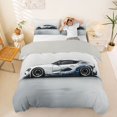 thumbnail image 1 of Castle Fairy JDM Wave Sports Car Duvet Cover Set for Teens, Minimalist Print Bedding Full for Bedroom, White Blue,Grey Reversible,3pcs,No Comforter, 1 of 6