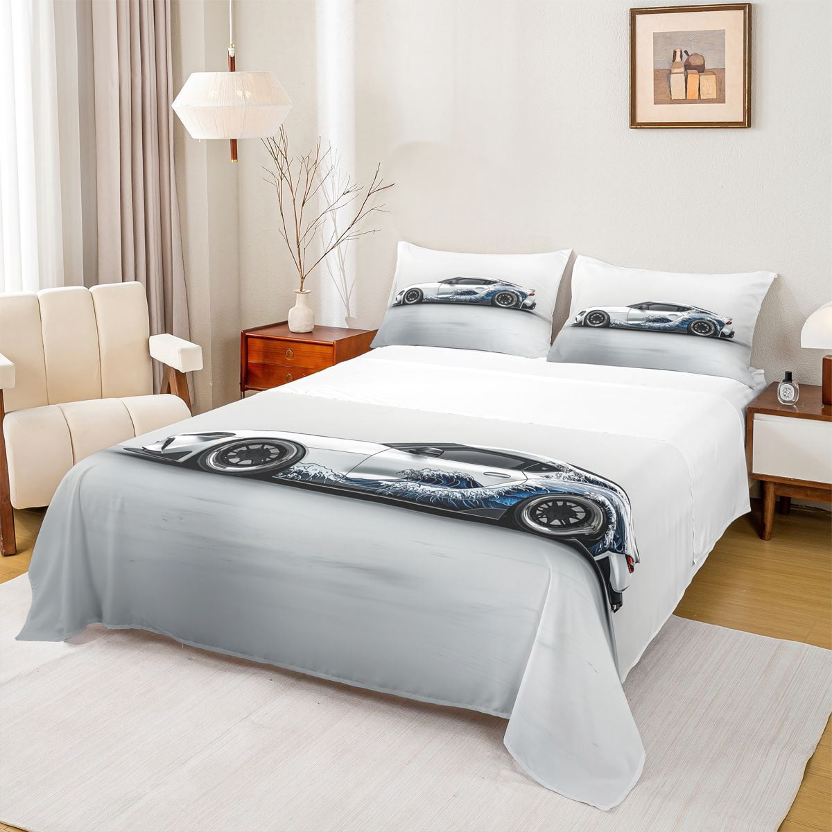 Castle Fairy JDM Wave Sports Car Queen Sheet Sets 4 Pieces for Teens ...