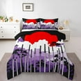 thumbnail image 1 of Castle Fairy Japanese Samurai 3-Piece Full Size Comforter Sets,Purple Red Bedding Comforter Set,Traditional Art Lightweight Bedding Sets,Lightweight Abstract Room Decor,Reversible, 1 of 6