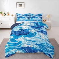 Castle Fairy Japanese Style Twin Comforter Sets for Kids Teenagers,Ocean Waves Bedding Set