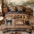 thumbnail image 1 of Castle Fairy Jungle Animal Beer 7-Piece Twin Bedding,Rustic Cabin Wildlife Bedding Comforter Set,Natural Brown Black,Black Reversible, 1 of 7