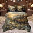 thumbnail image 1 of Castle Fairy Jungle Animal Deer Owl Bedding Comforter Set 7 Pieces for Female Men Adults,Rustic Woodland Cabin Full Bedding Set Lightweight,Vintage Cottage Aesthetic Fitted Sheet Flat Sheet, 1 of 8