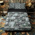 thumbnail image 1 of Castle Fairy Jungle Animal Moose Zipper Twin Comforter Sets with Fitted Sheet and 2 Pillowcases,Abstract Polka Dots Camo Zipper Bedding Set,Pale Green,Black Reversible,4-Piece, 1 of 6
