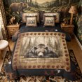thumbnail image 1 of Castle Fairy Jungle Bear 7-Piece Twin Bedding for Teens,Western Vintage Cow Print Bedding Comforter Set,Brown Black Cream,Black Reversible, 1 of 7