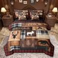 thumbnail image 1 of Castle Fairy Jungle Bear Deer Bedding Comforter Set,Geometric Grid Queen Bedding Sets, 1 of 8