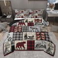 thumbnail image 1 of Castle Fairy Jungle Bear Deer Full Size Comforter Sets,Black Red Checkered Bedding Sets, 1 of 8