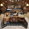 thumbnail image 1 of Castle Fairy Jungle Bear Deer Twin Comforter Sets,Vintage Geometric Grid Bedding Set, 1 of 8