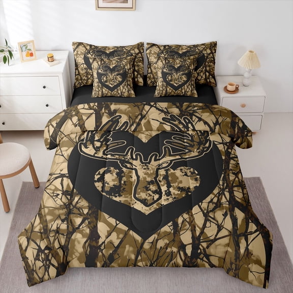Castle Fairy Jungle Deer Boy Twin Bedding Sets,Tree Branches Bedding Comforter Set