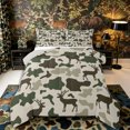 thumbnail image 1 of Castle Fairy Jungle Deer King Size Comforter Sets 3pcs,Vintage Rustic Camouflage Comforters King Size,Sage Cream,Grey Reversible,1 Comforter and 2 Pillowcases, 1 of 6