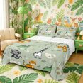 thumbnail image 1 of Castle Fairy Kawaii Animal Giraffe Monkey Zebra Queen Sheets 4 Pieces,Cute Tropical Palm Leaf Queen Sheet Sets,Sage Green,1 Fitted Sheet, 1 Flat Sheet and 2 Pillowcases, 1 of 6
