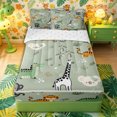 thumbnail image 1 of Castle Fairy Kawaii Animal Giraffe Monkey Zebra Zipper Queen Comforter Set with Fitted Sheet and 2 Pillowcases,Cute Tropical Palm Leaf Zipper Bedding Set,Sage Green,Reversible,4 Pieces, 1 of 6