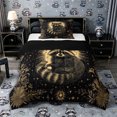 thumbnail image 1 of Castle Fairy Kawaii Animal Raccoon Twin Comforter Sets 2pcs,Vintage Gold Floral Starry Sky Bedding Set,Black Cream,Black Reversible,1 Comforter and 1 Pillowcase, 1 of 6
