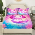 thumbnail image 1 of Castle Fairy Kawaii Axolotl 3pcs Twin Sheet Sets,Cartoon Animal Twin Fitted Sheet,Stars Print Breathable Flat Sheet,Microfiber Kids Bedroom Decor, 1 of 5