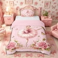 thumbnail image 1 of Castle Fairy Kawaii Ballet Girl Twin Duvet Cover,Flying Butterfly Pink Rose Twin Bedding,Pink Reversible,1 Duvet Cover and 1 Pillowcase, 1 of 6