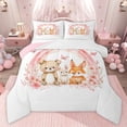 thumbnail image 1 of Castle Fairy Kawaii Bear Rabbits Full Size Comforter Sets,Cute Floral Animal Bedding Sets, 1 of 8