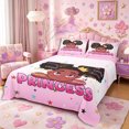 thumbnail image 1 of Castle Fairy Kawaii Black Girl King Sheets 4pcs,Positive Quote Print Bedding,Pink,1 Fitted Sheet, 1 Flat Sheet and 2 Pillowcases, 1 of 6