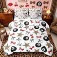 thumbnail image 1 of Castle Fairy Kawaii Bow Billiard Sport Full Size Bedding Sets 7 Pieces, Stars Leopard Print Full Size Bed in a Bag, Black Red Brown, 1 of 7