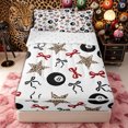 thumbnail image 1 of Castle Fairy Kawaii Bow Billiard Sport Zipper Twin Comforter Sets with Fitted Sheet and 2 Pillowcases, Stars Leopard Print Zipper Bedding Set, Black Red Brown,4-Piece, 1 of 6