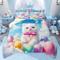 thumbnail image 1 of Castle Fairy Kawaii Bow Cat Girl Twin Comforter Sets,Happy Easter Eggs Bedding Set, 1 of 8