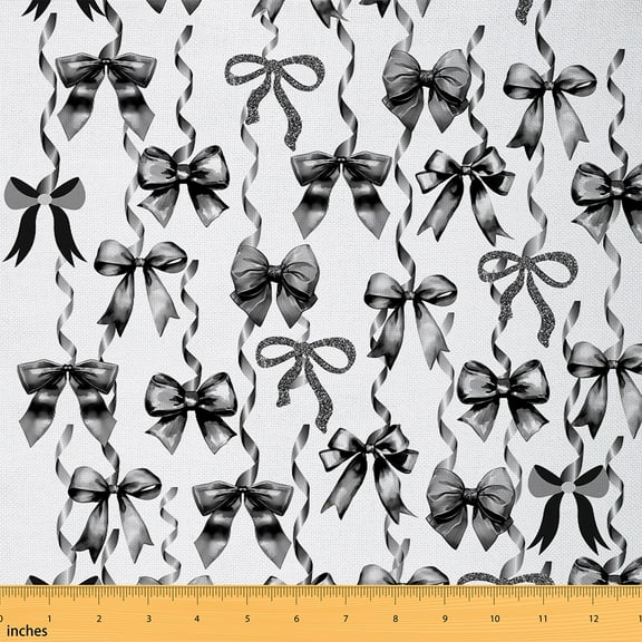 Castle Fairy Kawaii Bow Fabric by the Yard 1 Yard,Black Sequin Home Decor Fabric by the Yard,Dreamy Princess Room Decor Fabric by the Yard,Ultra Soft Cute Home Decor