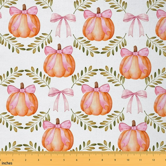 Castle Fairy Kawaii Bow Girl Fabric by the Yard 10 Yards,Botanical Pumpkin Room Decor Fabric by the Yard,Autumn Harvest Fabric for Sewing,Ultra Soft Home Decor