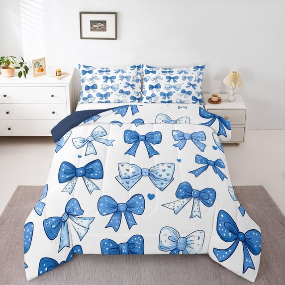 Castle Fairy Kawaii Bow Knot Queen Comforter Set,Dreamy Bow-Tie Bedding Comforter Set