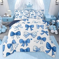 Castle Fairy Kawaii Bow Knot Twin Comforter Sets,Dreamy Princess Bow-Tie Bedding Set